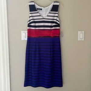 Nine West Red White Blue Sleeveless Shift Dress Stripe New NWT Size 8